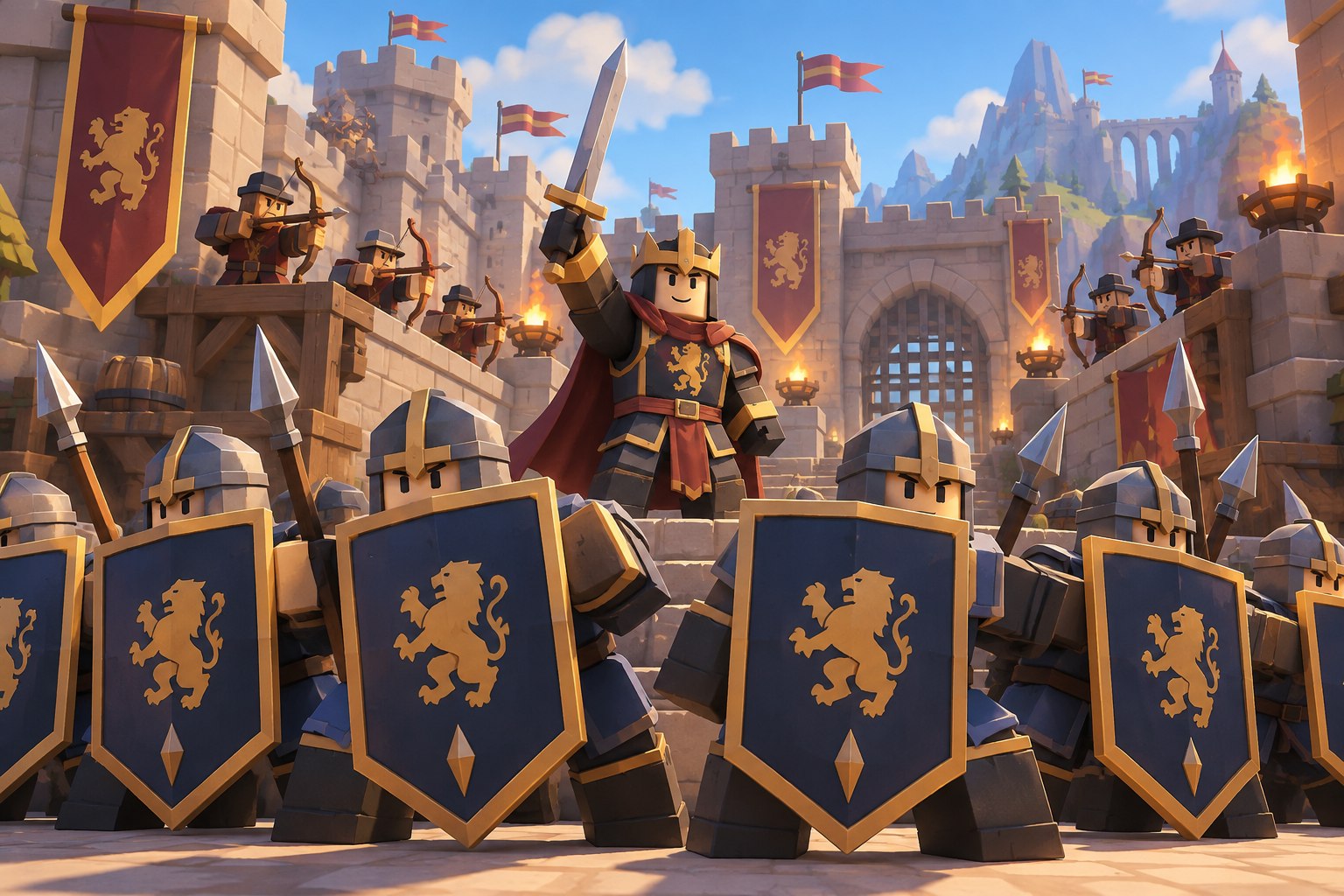 Defensive formation in a castle courtyard