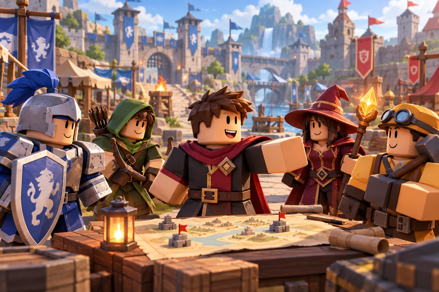 Beginner army assembling outside a stone town